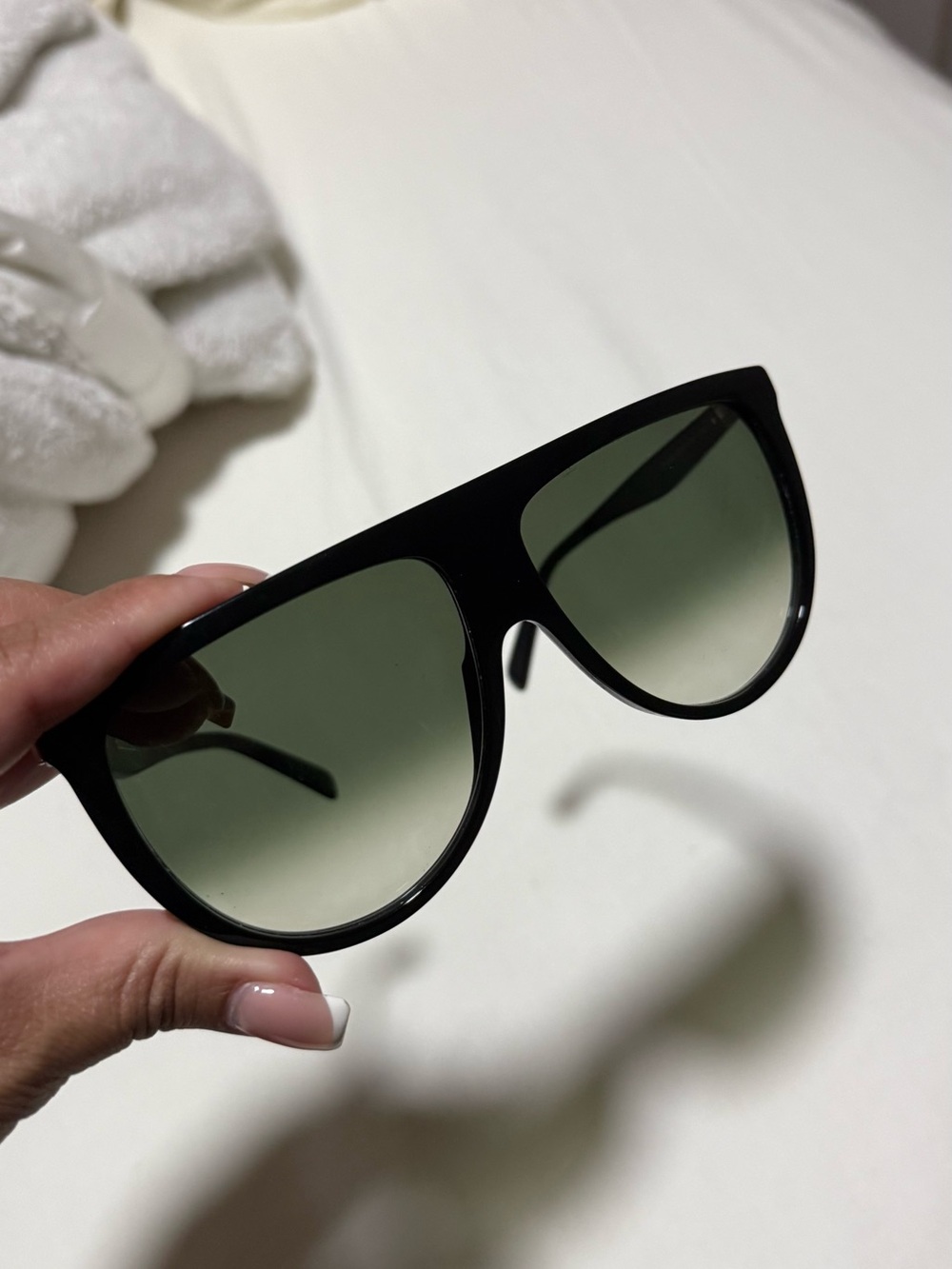Celine Black Frame Sunglasses with Green Gradient Lenses